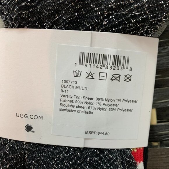 Ugg Australia Varsity Trim-Fishnet-Metallic Slouchy Ankle Crew 3-Pack Sock Set - Picture 4 of 5